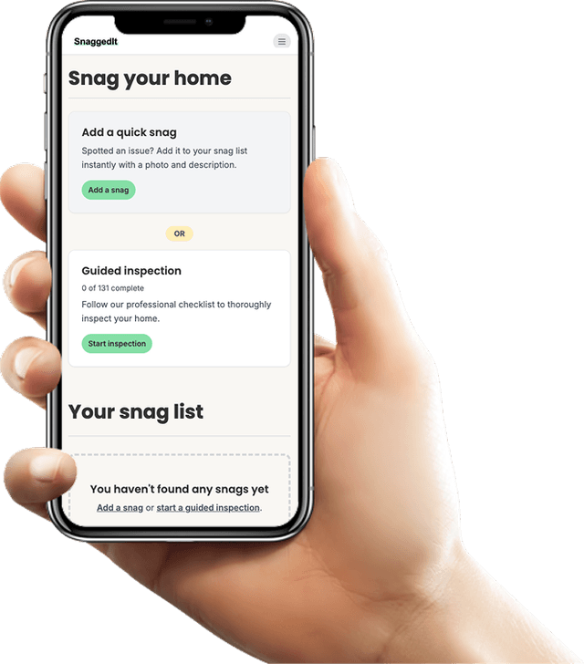 Selecting inspection type on SnaggedIt app